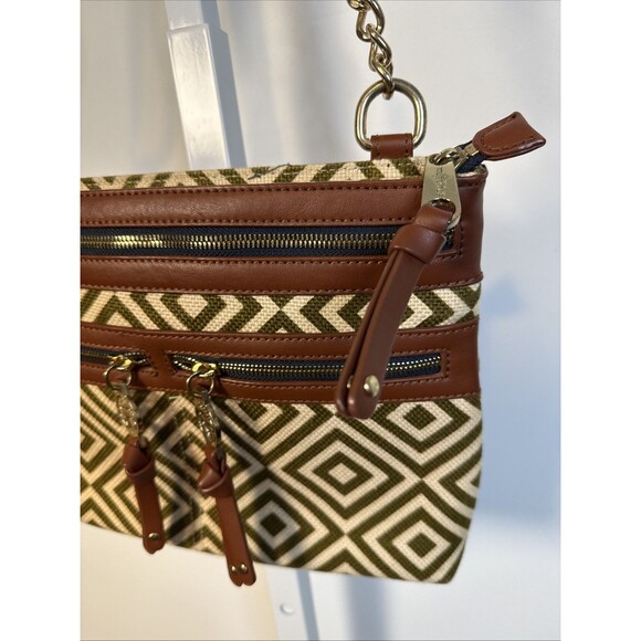Spartina Daufuskie Island 449 Leather & Linen Geometric Design Purse MSRP$269 - Picture 4 of 10